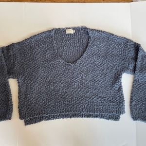 Dreamers by Debut Sweater Women's Medium Blue Cropped Long Sleeve Popcorn Crop.